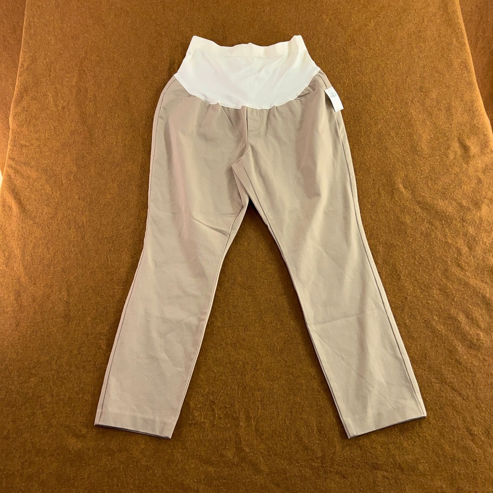 Old Navy Womens 14 Tan Pixie Full Panel Maternity Pants New *Flaw